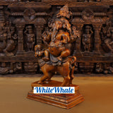 White Whale Brass Pushkala Panchmukhi Vinayaka (Magnificient 5 Face Lord Ganesha) Adorned on a Mighty Lion- Cherry & Copper Blended Finish