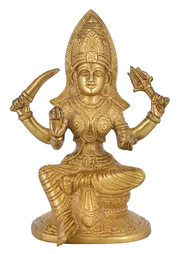 White Whale Santoshi Mata Brass Statue Religious Goddess Sculpture Idol