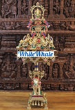 White Whale Brass 5 Ganesha with playing Music Urli Elephant Platform Big Size Beautiful Design Idol-Embedded Semi Precious Stones