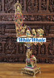 White Whale Brass 5 Ganesha with playing Music Urli Elephant Platform Big Size Beautiful Design Idol-Embedded Semi Precious Stones