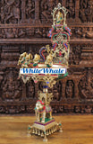 White Whale Brass 5 Ganesha with playing Music Urli Elephant Platform Big Size Beautiful Design Idol-Embedded Semi Precious Stones