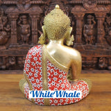 White Whale Brass Calling the Earth Buddha in Ornated robe with semi precious stone