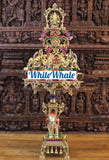 White Whale Brass 5 Ganesha with playing Music Urli Elephant Platform Big Size Beautiful Design Idol-Embedded Semi Precious Stones