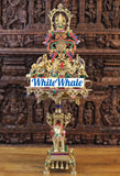 White Whale Brass 5 Ganesha with playing Music Urli Elephant Platform Big Size Beautiful Design Idol-Embedded Semi Precious Stones