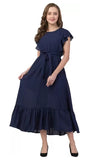 WhiteWhale Dresses for Women Regular Women's  Fit and Flare Floral Solid Georgette Dress.