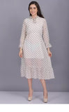 WhiteWhale Dresses for Women Regular Women's  Fit and Flare Floral Solid Georgette Dress.