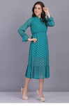WhiteWhale Dresses for Women Regular Women's  Fit and Flare Floral Solid Georgette Dress.