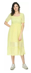 WhiteWhale Dresses for Women Regular Women's Fit & Flare Polka Print Comfirtable Dress.