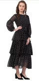 WhiteWhale Dresses for Women Regular Women's Fit & Flare Polka Print Layered Dress.