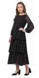 WhiteWhale Dresses for Women Regular Women's Fit & Flare Polka Print Layered Dress.