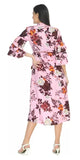 Whitewhale Women's A-Line Floral Print Midi Western Dress Fit & Flare Calf Length Dress for Girls Stylish Design for Ladies