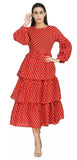 Whitewhale Women's A-Line Western Dress Fit & Flare Calf Length Dress for Girls Stylish Design for Ladies