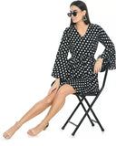 Whitewhale Comfortable V Neck Fit & Flare Polka Dot Print Dress For Women