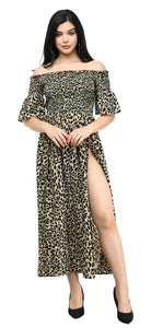 Whitewhale Regular Fit Stretchable Tiger Print Side Slit Midi Knee Length