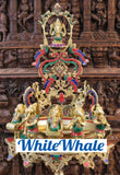 White Whale Brass 5 Ganesha with playing Music Urli Elephant Platform Big Size Beautiful Design Idol-Embedded Semi Precious Stones