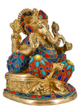 White Whale Lord Ganesh Murti Ganesha Idol Ganpati Bhagwan Brass Statue for Home Decoration Showpiece
