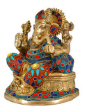 White Whale Lord Ganesh Murti Ganesha Idol Ganpati Bhagwan Brass Statue for Home Decoration Showpiece