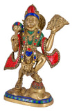 White Whale Brass Lord Hanuman Lifting Mountain Statue Hindu God Idols Balaji/Bajrangbali Murti for Gift & Home Decor