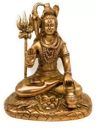 Whitewhale Brass Shiva Statues |Lord Shiv Idol | Shankar Idol | Shiva Brass|Lord Shiva Idols|Shankar Murti For Gift| Shiva Brass Statue| Home Decor | Showpiece Decorative Showpiece - 26 cm  (Brass, Gold)