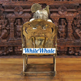 White Whale Brass Big Ganesha sitting on a Chair - Reading a Book (Golden Finish)