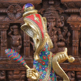 White Whale Brass Modern Ganesha in Detailed Semi Precious Stone Work