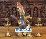 White Whale Brass Modern Ganesha in Detailed Semi Precious Stone Work