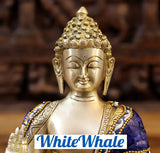White Whale Brass Buddha With Semi Precious Stone - High Gloss Finish
