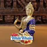White Whale Brass Buddha With Semi Precious Stone - High Gloss Finish
