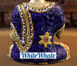 White Whale Brass Buddha With Semi Precious Stone - High Gloss Finish