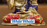 White Whale Brass Buddha With Semi Precious Stone - High Gloss Finish