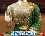 White Whale Brass Buddha Statue Blessing Murti Home Decor Office Table Feng Shui