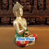 White Whale Brass Buddha Statue Blessing Murti Home Decor Office Table Feng Shui