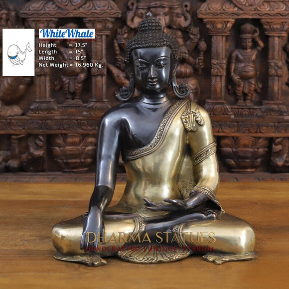 White Whale Brass Bhumisparsha Mudra Buddha (Gesture For Granting All Wishes) in Classic Black and Gold Finish