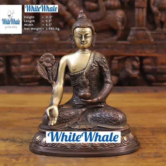 White Whale Brass Small Buddha Sitting in Meditation Position(Varada Mudra)