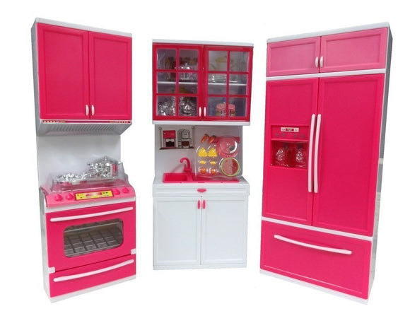 White Whale 3 Compartments Modern Kitchen Toy Set with Music and Lights