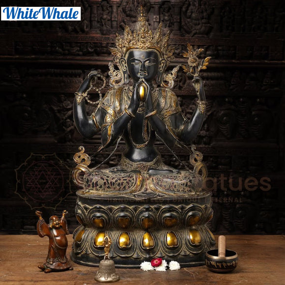 White Whale Brass Divine Prajñ?p?ramit? Tara With a Conch in a Meditation Position