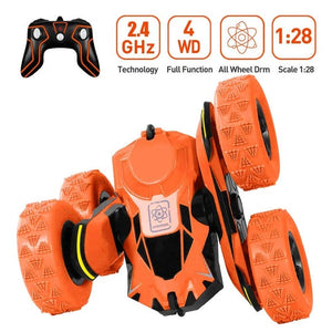 White Whale ATOM MAX STUNT RC CAR FOR KIDS,2.4GHZ 4WD REMOTE CONTROL CAR 360 DEGREE FLIPS DOUBLE SIDED ROTATING STUNT CAR ELECTRIC RECHARGEABLE OFF ROAD ORANGE…