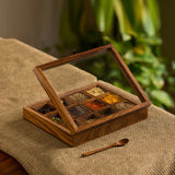 White Whale Spice Box With 12 Containers & Spoon In Sheesham Wood