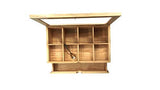 White Whale Tea Box Storage Natural Tea Chest Tea Bag Holder Glass Window with An Antique Brass Little Spoon.