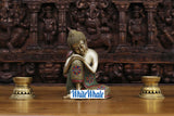 White Whale Brass Reflection Buddha in Thinking Position With Semi Precious Emerald Stone Inlay Work
