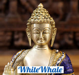 White Whale Brass Buddha With Semi Precious Stone - High Gloss Finish