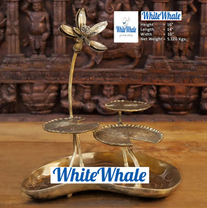 White Whale Brass Elegant Lily Pond Urli / Service Stand for Decoration - High End Decor