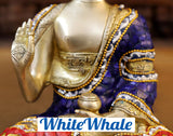 White Whale Brass Buddha With Semi Precious Stone - High Gloss Finish