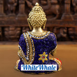 White Whale Brass Buddha With Semi Precious Stone - High Gloss Finish