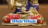 White Whale Brass Buddha With Semi Precious Stone - High Gloss Finish