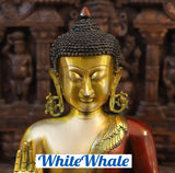 White Whale Brass Blessing Buddha - sitting on a earth (Gold and copper finish)
