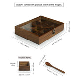 White Whale "Twelve Blends" Spice Box with 12 Containers & Spoon in Sheesham Wood - Wooden Spice Box Set for Kitchen Masala Spice Boxes Masala Daani Namak Dani Dabba Multipurpose Decorative Boxes"