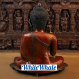 White Whale Brass Blessing Buddha - sitting on a earth (Gold and copper finish)