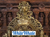 White Whale Brass Radiant Rambhadraya Darbar (Chamber of Lord Ram) with Lord Hanuman & Lakshman Revering their Lord Ram