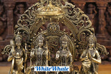 White Whale Brass Radiant Rambhadraya Darbar (Chamber of Lord Ram) with Lord Hanuman & Lakshman Revering their Lord Ram